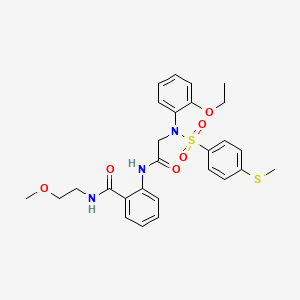 molecular formula C27H31N3O6S2 B4225988 2-[(N-(2-ethoxyphenyl)-N-{[4-(methylthio)phenyl]sulfonyl}glycyl)amino]-N-(2-methoxyethyl)benzamide 