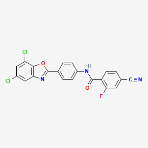 4-cyano-N-[4-(5,7-dichloro-1,3-benzoxazol-2-yl)phenyl]-2-fluorobenzamide