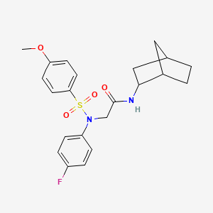 molecular formula C22H25FN2O4S B4225996 N~1~-bicyclo[2.2.1]hept-2-yl-N~2~-(4-fluorophenyl)-N~2~-[(4-methoxyphenyl)sulfonyl]glycinamide 