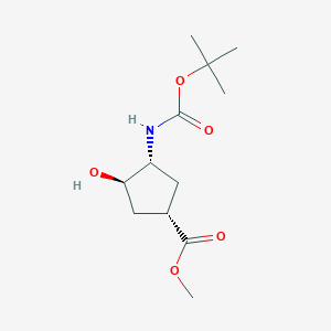 molecular formula C12H21NO5 B042260 甲基(1S,3R,4R)-3-羟基-4-[(2-甲基丙烷-2-基)氧羰基氨基]环戊烷-1-羧酸酯 CAS No. 321744-16-5