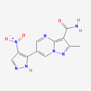molecular formula C11H9N7O3 B4226002 2-methyl-6-(4-nitro-1H-pyrazol-3-yl)pyrazolo[1,5-a]pyrimidine-3-carboxamide 