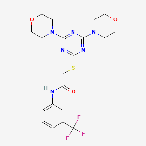 molecular formula C20H23F3N6O3S B4226006 2-[(4,6-di-4-morpholinyl-1,3,5-triazin-2-yl)thio]-N-[3-(trifluoromethyl)phenyl]acetamide 