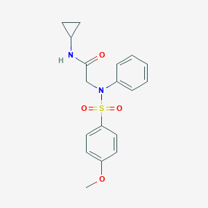 molecular formula C18H20N2O4S B422604 N-cyclopropyl-2-{[(4-methoxyphenyl)sulfonyl]anilino}acetamide 