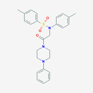 molecular formula C26H29N3O3S B422605 4-methyl-N-(4-methylphenyl)-N-[2-oxo-2-(4-phenylpiperazin-1-yl)ethyl]benzenesulfonamide 