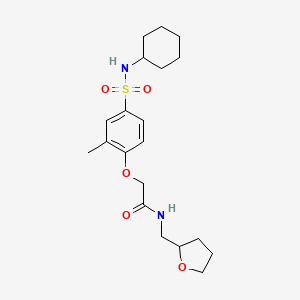 molecular formula C20H30N2O5S B4226063 2-{4-[(cyclohexylamino)sulfonyl]-2-methylphenoxy}-N-(tetrahydro-2-furanylmethyl)acetamide 