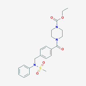 molecular formula C22H27N3O5S B422609 Ethyl 4-(4-{[(methylsulfonyl)anilino]methyl}benzoyl)-1-piperazinecarboxylate 