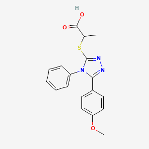 molecular formula C18H17N3O3S B4226094 2-{[5-(4-methoxyphenyl)-4-phenyl-4H-1,2,4-triazol-3-yl]thio}propanoic acid 