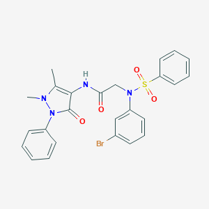 molecular formula C25H23BrN4O4S B422612 2-[3-bromo(phenylsulfonyl)anilino]-N-(1,5-dimethyl-3-oxo-2-phenyl-2,3-dihydro-1H-pyrazol-4-yl)acetamide 