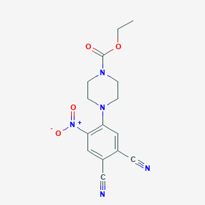 molecular formula C15H15N5O4 B4226126 ethyl 4-(4,5-dicyano-2-nitrophenyl)-1-piperazinecarboxylate 