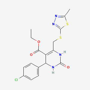 molecular formula C17H17ClN4O3S2 B4226129 ethyl 4-(4-chlorophenyl)-6-{[(5-methyl-1,3,4-thiadiazol-2-yl)thio]methyl}-2-oxo-1,2,3,4-tetrahydro-5-pyrimidinecarboxylate 