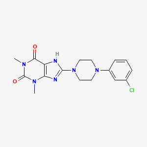 molecular formula C17H19ClN6O2 B4226156 8-[4-(3-chlorophenyl)-1-piperazinyl]-1,3-dimethyl-3,7-dihydro-1H-purine-2,6-dione 