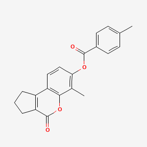 molecular formula C21H18O4 B4226170 6-methyl-4-oxo-1,2,3,4-tetrahydrocyclopenta[c]chromen-7-yl 4-methylbenzoate 