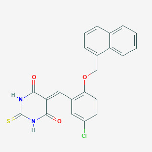 molecular formula C22H15ClN2O3S B422619 5-[5-chloro-2-(1-naphthylmethoxy)benzylidene]-2-thioxodihydropyrimidine-4,6(1H,5H)-dione 