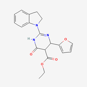 ethyl 2-(2,3-dihydro-1H-indol-1-yl)-6-(2-furyl)-4-oxo-1,4,5,6-tetrahydro-5-pyrimidinecarboxylate