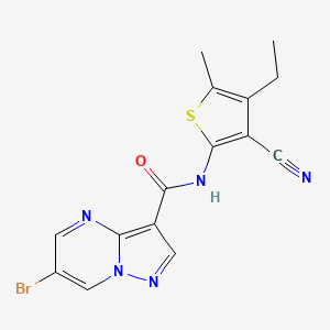 molecular formula C15H12BrN5OS B4226195 6-bromo-N-(3-cyano-4-ethyl-5-methyl-2-thienyl)pyrazolo[1,5-a]pyrimidine-3-carboxamide 