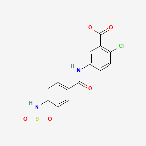 molecular formula C16H15ClN2O5S B4226197 methyl 2-chloro-5-({4-[(methylsulfonyl)amino]benzoyl}amino)benzoate 