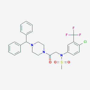 molecular formula C27H27ClF3N3O3S B422620 N-[2-(4-benzhydryl-1-piperazinyl)-2-oxoethyl]-N-[4-chloro-3-(trifluoromethyl)phenyl]methanesulfonamide 