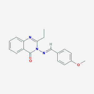 molecular formula C18H17N3O2 B422625 2-ethyl-3-[(4-methoxybenzylidene)amino]-4(3H)-quinazolinone 