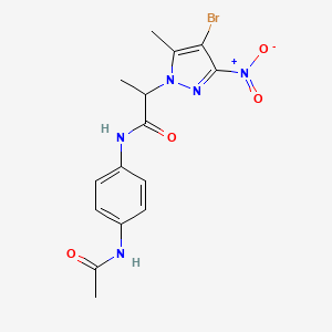 N-[4-(acetylamino)phenyl]-2-(4-bromo-5-methyl-3-nitro-1H-pyrazol-1-yl)propanamide