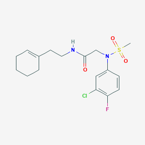 molecular formula C17H22ClFN2O3S B4226289 N~2~-(3-chloro-4-fluorophenyl)-N~1~-[2-(1-cyclohexen-1-yl)ethyl]-N~2~-(methylsulfonyl)glycinamide 