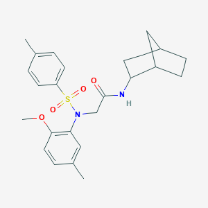 molecular formula C24H30N2O4S B422629 N-bicyclo[2.2.1]hept-2-yl-2-{2-methoxy-5-methyl[(4-methylphenyl)sulfonyl]anilino}acetamide 