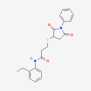 molecular formula C21H22N2O3S B4226303 3-[(2,5-dioxo-1-phenyl-3-pyrrolidinyl)thio]-N-(2-ethylphenyl)propanamide 