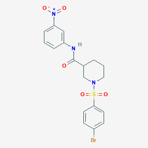 molecular formula C18H18BrN3O5S B4226314 1-[(4-bromophenyl)sulfonyl]-N-(3-nitrophenyl)-3-piperidinecarboxamide 