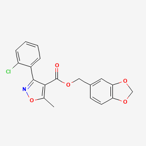molecular formula C19H14ClNO5 B4226326 1,3-苯并二氧杂环-5-基甲基 3-(2-氯苯基)-5-甲基-4-异恶唑甲酸酯 