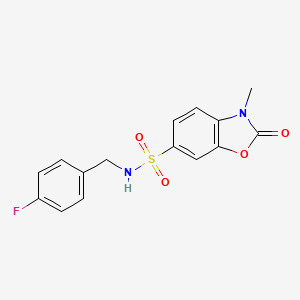 molecular formula C15H13FN2O4S B4226332 N-(4-fluorobenzyl)-3-methyl-2-oxo-2,3-dihydro-1,3-benzoxazole-6-sulfonamide 