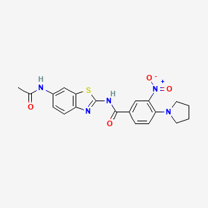 molecular formula C20H19N5O4S B4226345 N-[6-(acetylamino)-1,3-benzothiazol-2-yl]-3-nitro-4-(1-pyrrolidinyl)benzamide 