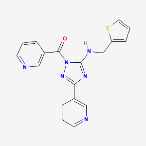 molecular formula C18H14N6OS B4226379 3-(3-pyridinyl)-1-(3-pyridinylcarbonyl)-N-(2-thienylmethyl)-1H-1,2,4-triazol-5-amine 