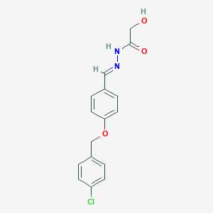 molecular formula C16H15ClN2O3 B422639 N'-{4-[(4-chlorobenzyl)oxy]benzylidene}-2-hydroxyacetohydrazide 