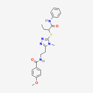 N-[2-(5-{[1-(anilinocarbonyl)propyl]thio}-4-methyl-4H-1,2,4-triazol-3-yl)ethyl]-4-methoxybenzamide