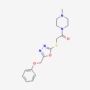 molecular formula C16H20N4O3S B4226415 1-methyl-4-({[5-(phenoxymethyl)-1,3,4-oxadiazol-2-yl]thio}acetyl)piperazine 