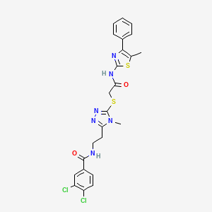 molecular formula C24H22Cl2N6O2S2 B4226423 3,4-dichloro-N-{2-[4-methyl-5-({2-[(5-methyl-4-phenyl-1,3-thiazol-2-yl)amino]-2-oxoethyl}thio)-4H-1,2,4-triazol-3-yl]ethyl}benzamide 
