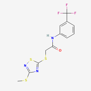 molecular formula C12H10F3N3OS3 B4226459 2-{[3-(methylthio)-1,2,4-thiadiazol-5-yl]thio}-N-[3-(trifluoromethyl)phenyl]acetamide 