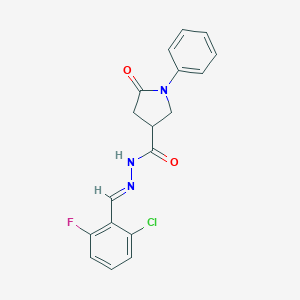 molecular formula C18H15ClFN3O2 B422649 N'-(2-chloro-6-fluorobenzylidene)-5-oxo-1-phenyl-3-pyrrolidinecarbohydrazide 