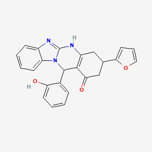 molecular formula C24H19N3O3 B4226496 3-(2-furyl)-12-(2-hydroxyphenyl)-3,4,5,12-tetrahydrobenzimidazo[2,1-b]quinazolin-1(2H)-one 