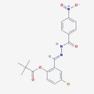 molecular formula C19H18BrN3O5 B422657 4-Bromo-2-(2-{4-nitrobenzoyl}carbohydrazonoyl)phenyl pivalate 