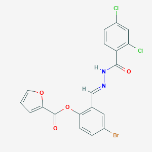 molecular formula C19H11BrCl2N2O4 B422659 4-Bromo-2-[2-(2,4-dichlorobenzoyl)carbohydrazonoyl]phenyl 2-furoate 