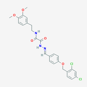 molecular formula C26H25Cl2N3O5 B422660 N'-[(E)-[4-[(2,4-dichlorophenyl)methoxy]phenyl]methylideneamino]-N-[2-(3,4-dimethoxyphenyl)ethyl]oxamide 