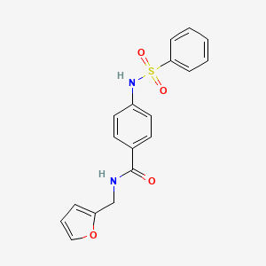 molecular formula C18H16N2O4S B4226603 N-(2-furylmethyl)-4-[(phenylsulfonyl)amino]benzamide 