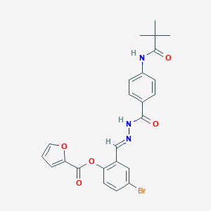 molecular formula C24H22BrN3O5 B422662 4-Bromo-2-(2-{4-[(2,2-dimethylpropanoyl)amino]benzoyl}carbohydrazonoyl)phenyl 2-furoate 