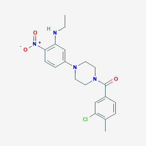 molecular formula C20H23ClN4O3 B4226632 5-[4-(3-chloro-4-methylbenzoyl)-1-piperazinyl]-N-ethyl-2-nitroaniline 