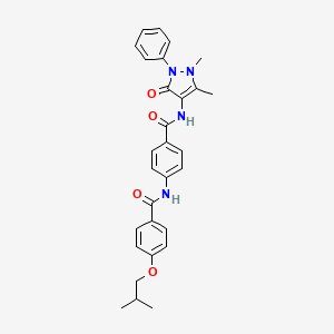 molecular formula C29H30N4O4 B4226636 N-(4-{[(1,5-dimethyl-3-oxo-2-phenyl-2,3-dihydro-1H-pyrazol-4-yl)amino]carbonyl}phenyl)-4-isobutoxybenzamide 