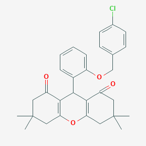 molecular formula C30H31ClO4 B422667 9-{2-[(4-chlorobenzyl)oxy]phenyl}-3,3,6,6-tetramethyl-3,4,5,6,7,9-hexahydro-1H-xanthene-1,8(2H)-dione 