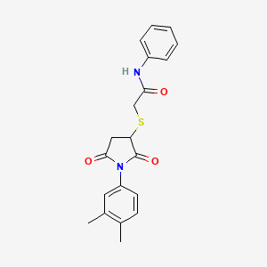 molecular formula C20H20N2O3S B4226677 2-{[1-(3,4-dimethylphenyl)-2,5-dioxo-3-pyrrolidinyl]thio}-N-phenylacetamide 