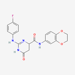 molecular formula C19H17FN4O4 B4226761 N-(2,3-dihydro-1,4-benzodioxin-6-yl)-2-[(4-fluorophenyl)amino]-6-oxo-3,4,5,6-tetrahydro-4-pyrimidinecarboxamide 