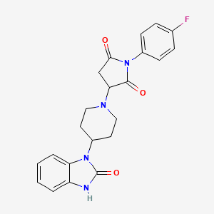 molecular formula C22H21FN4O3 B4226817 1-(4-fluorophenyl)-3-[4-(2-oxo-2,3-dihydro-1H-benzimidazol-1-yl)-1-piperidinyl]-2,5-pyrrolidinedione 