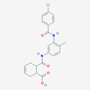 molecular formula C22H21ClN2O4 B4226824 6-[({3-[(4-chlorobenzoyl)amino]-4-methylphenyl}amino)carbonyl]-3-cyclohexene-1-carboxylic acid 